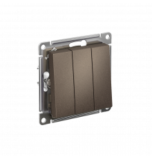 3-клавишный ВЫКЛЮЧАТЕЛЬ, сх.1+1+1, 10АХ, механизм Systeme Electric AtlasDesign, Мокко