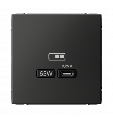 USB РОЗЕТКА тип-С 65Вт высокоскор.заряд. QC, PD, механизм Systeme Electric ArtGallery, Базальт