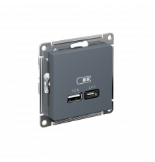 USB РОЗЕТКА А+С, 5В/2,4А, 2х5В/1,2А, механизм Systeme Electric AtlasDesign, Грифель