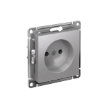 РОЗЕТКА без заземления без шторок, 16А, мех., быстрозажим. клем Systeme Electric AtlasDesign, Алюминий