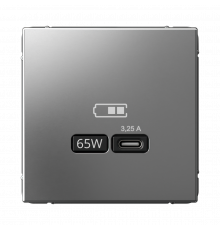 USB РОЗЕТКА тип-С 65Вт высокоскор.заряд. QC, PD, механизм Systeme Electric ArtGallery, Сталь