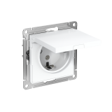 РОЗЕТКА с заземлением со шторками с крышкой, 16А, IP20, механизм Systeme Electric AtlasDesign, Белый