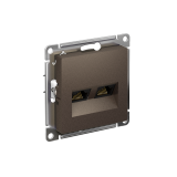 РОЗЕТКА двойная компьютерная RJ45+RJ45 кат. 5e, механизм Systeme Electric AtlasDesign, Мокко