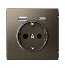 РОЗЕТКА 16А с 2 USB A+C, 5В/2,4А/3,0А, 2х5В/1,5А, механизм Systeme Electric ArtGallery, Мокко