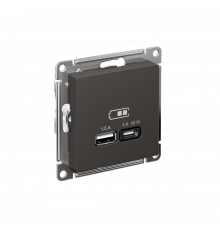 USB РОЗЕТКА A + тип-C 45Вт высокоскор.заряд. QC, PD, механизм Systeme Electric AtlasDesign, Базальт