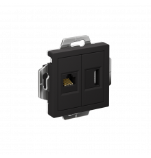 РОЗЕТКА двойная HDMI+RJ45, кат. 5е, механизм Systeme Electric AtlasDesign, Карбон