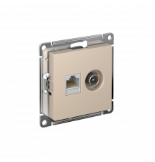 РОЗЕТКА двойная ТВ + компьютерная RJ45 кат. 5e, механизм Systeme Electric AtlasDesign, Песочный