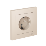 РОЗЕТКА с заземлением со шторками, 16А, в сборе Systeme Electric AtlasDesign, Бежевый