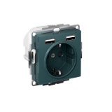 РОЗЕТКА 16А c 2 USB A+A, 5В/2,4А, 2х5В/1,2А, механизм Systeme Electric AtlasDesign, Изумруд
