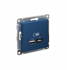 USB РОЗЕТКА А+С, 5В/2,4А, 2х5В/1,2А, механизм Systeme Electric AtlasDesign, Аквамарин