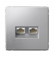 РОЗЕТКА двойная компьютерная RJ45+RJ45, кат. 5е, механизм Systeme Electric ArtGallery, Алюминий