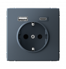 РОЗЕТКА 16А с 2 USB A+C, 5В/2,4А/3,0А, 2х5В/1,5А, механизм Systeme Electric ArtGallery, Грифель