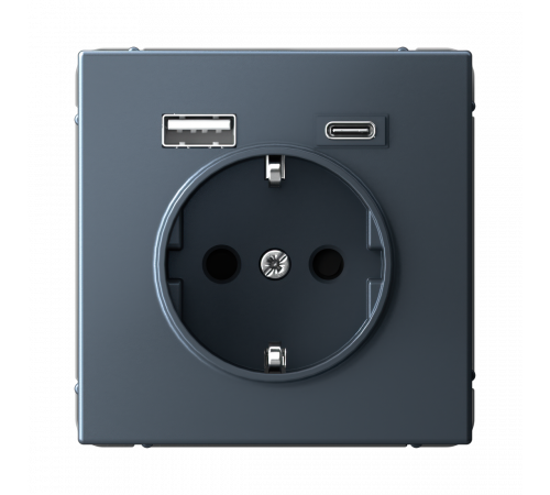 РОЗЕТКА 16А с 2 USB A+C, 5В/2,4А/3,0А, 2х5В/1,5А, механизм Systeme Electric ArtGallery, Грифель