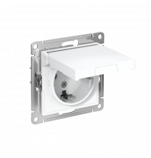 РОЗЕТКА с заземлением со шторками с крышкой, 16А, IP20, механизм Systeme Electric AtlasDesign, Лотос