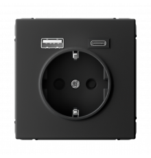 РОЗЕТКА 16А с 2 USB A+C, 5В/2,4А/3,0А, 2х5В/1,5А, механизм Systeme Electric ArtGallery, Карбон