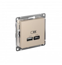 USB РОЗЕТКА А+С, 5В/2,4А, 2х5В/1,2А, механизм Systeme Electric AtlasDesign, Песочный