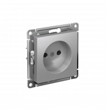 РОЗЕТКА без заземления со шторками, 16А, мех., быстрозажим. клем Systeme Electric AtlasDesign, Алюминий