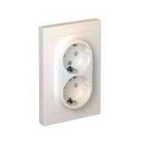 РОЗЕТКА двойная с заземлением со шторками, 16А, в сборе Systeme Electric AtlasDesign, Жемчуг