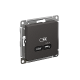 USB РОЗЕТКА тип-С 65Вт высокоскор.заряд. QC, PD, механизм Systeme Electric AtlasDesign, Базальт
