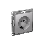 РОЗЕТКА с заземлением со шторками, 16А, механизм, быстрозажим. клем Systeme Electric AtlasDesign, Алюминий