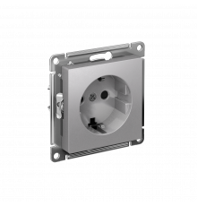 РОЗЕТКА с заземлением со шторками, 16А, механизм, быстрозажим. клем Systeme Electric AtlasDesign, Алюминий