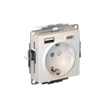 РОЗЕТКА 16А c 2 USB A+C, 5В/2,4А/3,0А, 2х5В/1,5А, механизм Systeme Electric AtlasDesign, Жемчуг