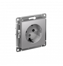 РОЗЕТКА с заземлением без шторок, 16А, механизм Systeme Electric AtlasDesign, Алюминий