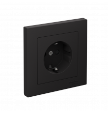 РОЗЕТКА с заземлением со шторками, 16А, в сборе, быстрозажим. клем Systeme Electric AtlasDesign, Карбон