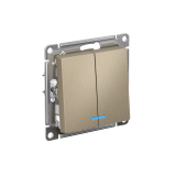2-клавишный ВЫКЛЮЧАТЕЛЬ с подсветкой, сх.5а, 10АХ, механизм Systeme Electric AtlasDesign, Шампань