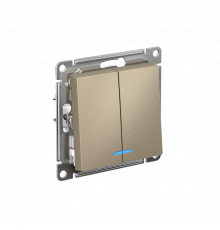 2-клавишный ВЫКЛЮЧАТЕЛЬ с подсветкой, сх.5а, 10АХ, механизм Systeme Electric AtlasDesign, Шампань