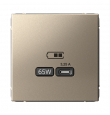 USB РОЗЕТКА тип-С 65Вт высокоскор.заряд. QC, PD, механизм Systeme Electric ArtGallery, Шампань