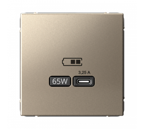 USB РОЗЕТКА тип-С 65Вт высокоскор.заряд. QC, PD, механизм Systeme Electric ArtGallery, Шампань