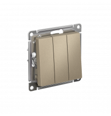 3-клавишный ВЫКЛЮЧАТЕЛЬ, сх.1+1+1, 10АХ, механизм Systeme Electric AtlasDesign, Шампань