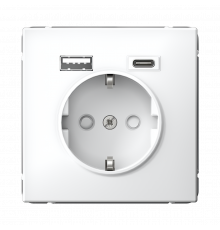 РОЗЕТКА 16А с 2 USB A+C, 5В/2,4А/3,0А, 2х5В/1,5А, механизм Systeme Electric ArtGallery, Белый
