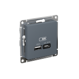 USB РОЗЕТКА A + тип-C 45Вт высокоскор.заряд. QC, PD, механизм Systeme Electric AtlasDesign, Грифель