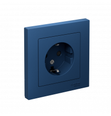 РОЗЕТКА с заземлением со шторками, 16А, в сборе Systeme Electric AtlasDesign, Аквамарин