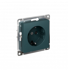 РОЗЕТКА с заземлением со шторками, 16А, механизм, быстрозажим. клем Systeme Electric AtlasDesign, Изумруд
