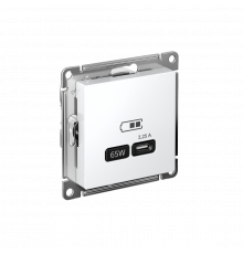 USB РОЗЕТКА тип-С 65Вт высокоскор.заряд. QC, PD, механизм Systeme Electric AtlasDesign, Белый