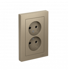 РОЗЕТКА двойная без заземления, 16А, в сборе Systeme Electric AtlasDesign, Шампань