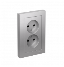 РОЗЕТКА двойная без заземления, 16А, в сборе Systeme Electric AtlasDesign, Алюминий