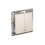 2-клавишный ВЫКЛЮЧАТЕЛЬ с подсветкой, сх.5а, 10АХ, механизм Systeme Electric AtlasDesign, Бежевый