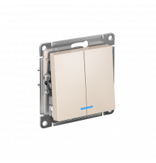 2-клавишный ВЫКЛЮЧАТЕЛЬ с подсветкой, сх.5а, 10АХ, механизм Systeme Electric AtlasDesign, Бежевый