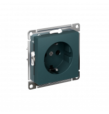 РОЗЕТКА с заземлением без шторок, 16А, мех., быстрозажим. клем Systeme Electric AtlasDesign, Изумруд