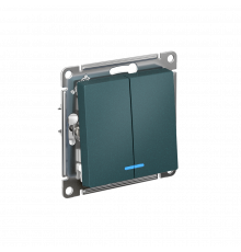 2-клавишный ВЫКЛЮЧАТЕЛЬ с подсветкой, сх.5а, 10АХ, механизм Systeme Electric AtlasDesign, Изумруд