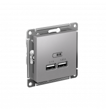 USB РОЗЕТКА A+A, 5В/2,1А, 2х5В/1,05А, механизм Systeme Electric AtlasDesign, Алюминий