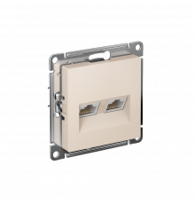 РОЗЕТКА двойная компьютерная RJ45+RJ45 кат. 5e, механизм Systeme Electric AtlasDesign, Бежевый
