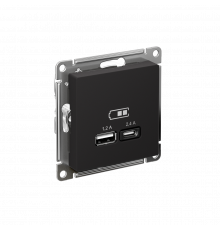 USB РОЗЕТКА А+С, 5В/2,4А, 2х5В/1,2А, механизм Systeme Electric AtlasDesign, Карбон