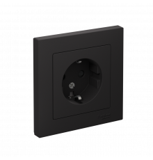 РОЗЕТКА с заземлением со шторками, 16А, в сборе Systeme Electric AtlasDesign, Карбон