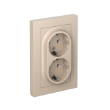 РОЗЕТКА двойная с заземлением без шторок, 16А, в сборе Systeme Electric AtlasDesign, Песочный