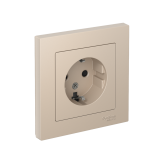 РОЗЕТКА с заземлением со шторками, 16А, в сборе Systeme Electric AtlasDesign, Песочный